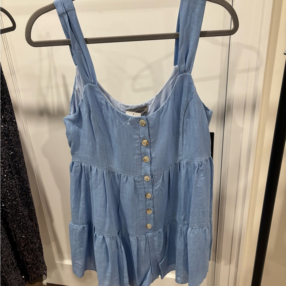 Urban Outfitters - Light Blue Tiered Button-Front Sundress